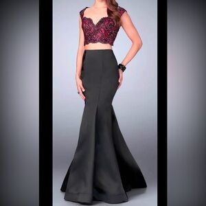 La Femme Beaded Lace dress Beaded Gown Mardi Gras dress prom dress size 4